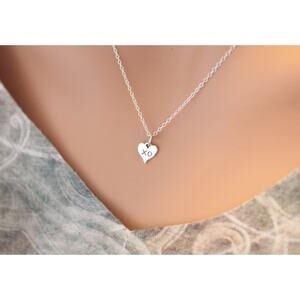 Sterling Silver XO Heart Charm Necklace, XO Hug and Kiss Heart Charm Necklace